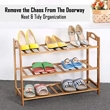 Multifunctional Water Proof Bamboo Wooden Shoes Racks 3 Steps