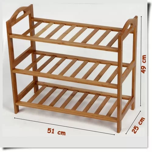 Multifunctional Water Proof Bamboo Wooden Shoes Racks 3 Steps