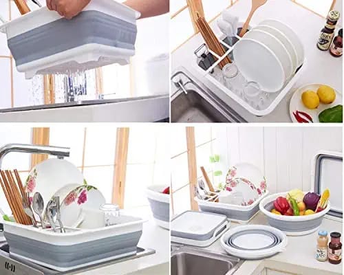 Drainable Silicone Foldable Dish Rack