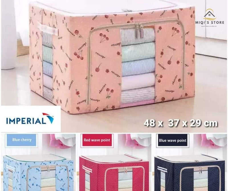 High Quality Oxford Cloth Foldable Storage Bag/Box Organizer with Reinforced Handle Metal Frame For Clothes, Blankets, & Comforters Bedding