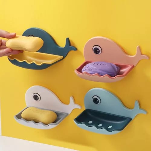 Whale Shape Soap Dish Self-Adhesive Wall Mounted