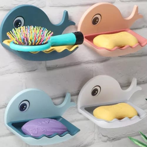 Whale Shape Soap Dish Self-Adhesive Wall Mounted