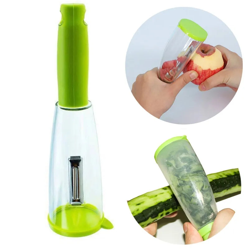 Multi-Functional Peeler With Trash Can