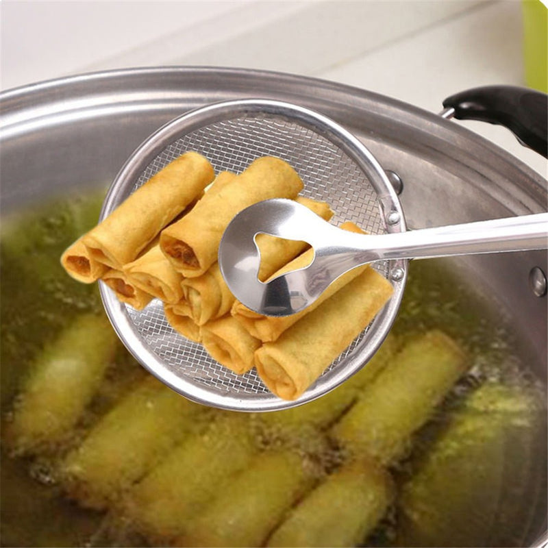 2 in 1 Stainless Steel Frying Tong with Strainer