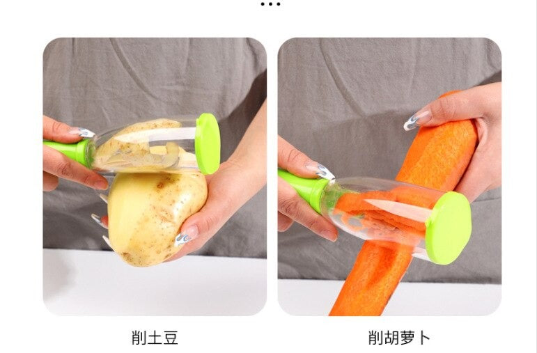 Multi-Functional Peeler With Trash Can