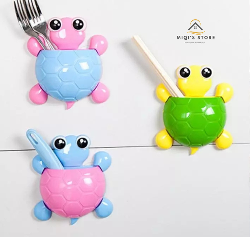 Turtle Wall Sunction Cup Toothbrush Holder and Cutlery Holder